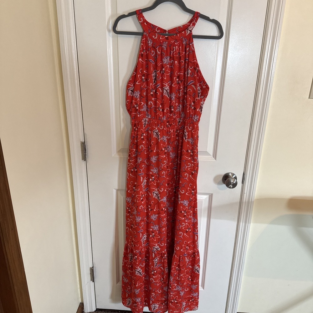 Collective Concepts Red Floral Maxi Dress Size Large Wedding Date Night Resort